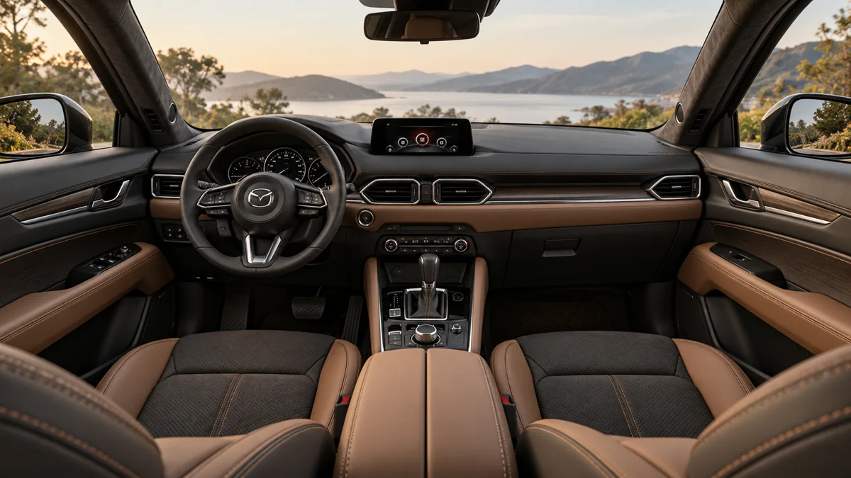 Phối cảnh nội thất Mazda nâu mocha và xám than