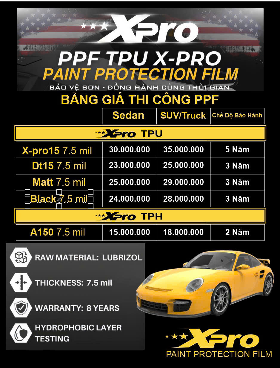 Bảng giá dán phim PPF Lum Protect bảo vệ sơn xe ô tô tại Morcar